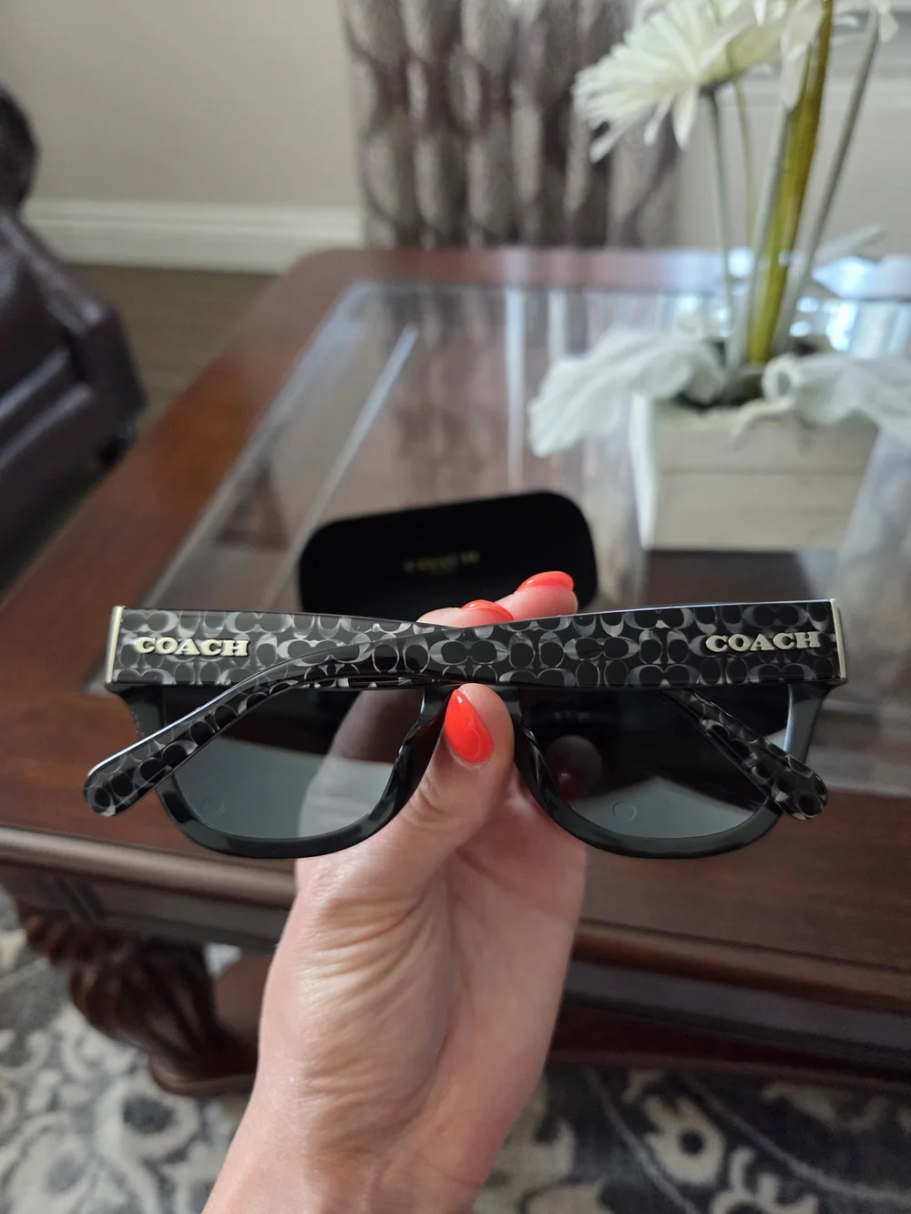 Coach Mirrored Cat-Eye Sunglasses in Black Signature Print